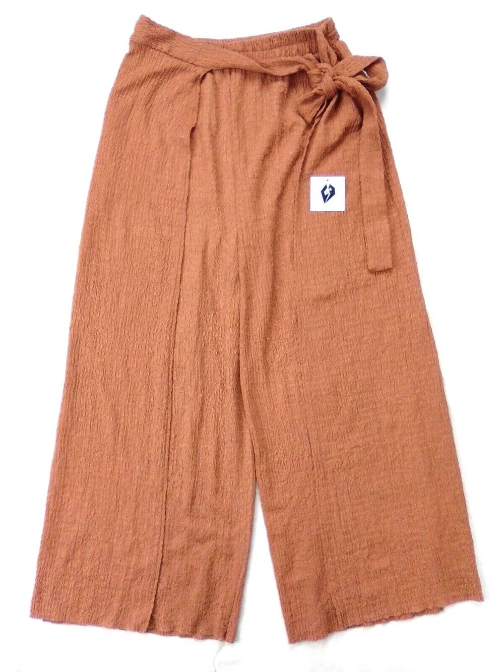 Pull & Bear Wide Leg Slit Tie At Waist Cottage Beach Chic Cover Up Pants Medium